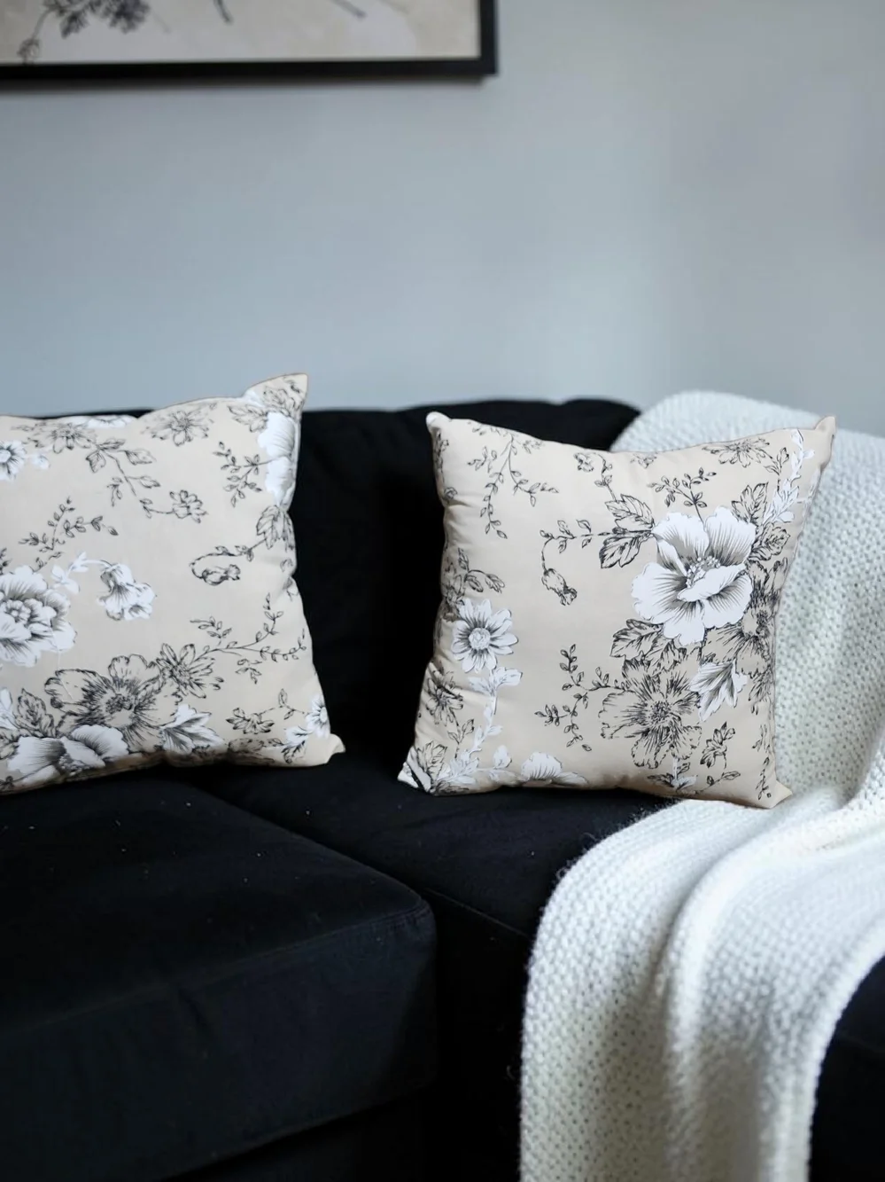 Floral Beige Decorative Throw Pillow